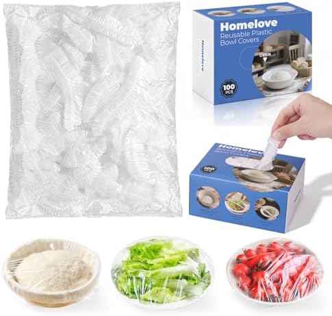 Homelove 100pcs Plastic Bowl Covers Food Cover Dish Covers, Reusable Elastic by Homelove