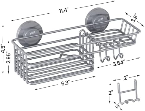 LEVERLOC Shower Caddy Suction Cup, Heavy Duty Bathroom Organizer - Image 5