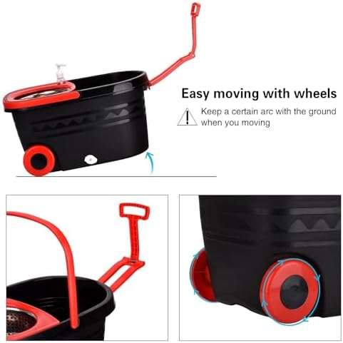 Spin Mop and Bucket with Wringer Set on Wheels, 360 Spinning Mop with Stainless - Image 4