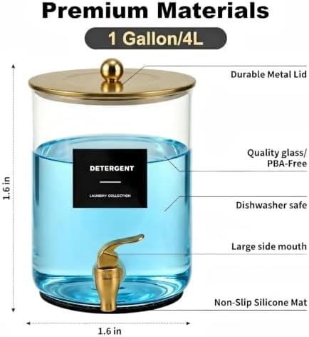 Glass Laundry Detergent Dispenser, 1 Gallon Large Liquid Soap 1Pack - Image 5