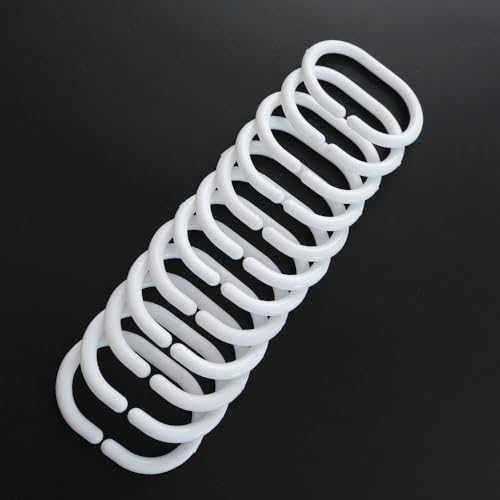 12 pcs Shower Curtain Rings Plastic Shower Curtain Hooks C-Shaped Rings Hook - Image 4