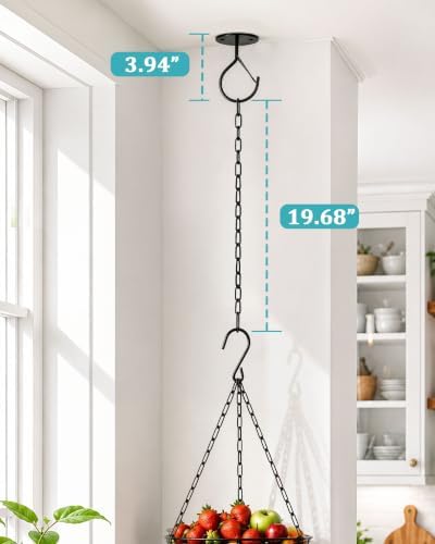 FANGSUN Hanging Fruit Basket for Kitchen, 3-Tier Hanging Fruit Basket - Image 3
