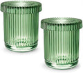Green Thick Glass Bathroom Qtip Holder, 2 Pack by MKOSAB