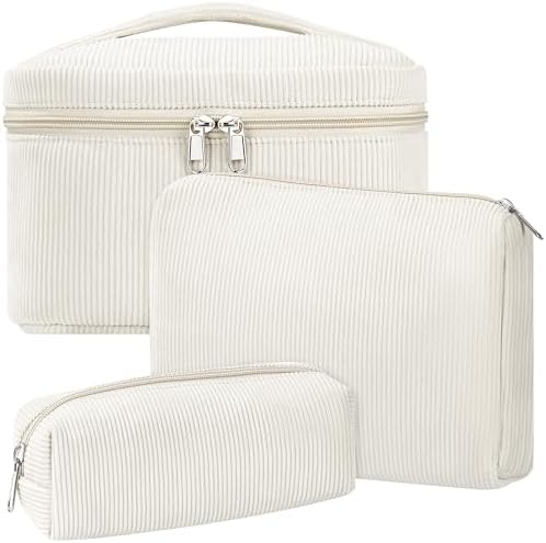 BuyCard Quilted Makeup Bag Set, CuteFloral Cotton Coquette Makeup Bag Toiletry by BuyCard