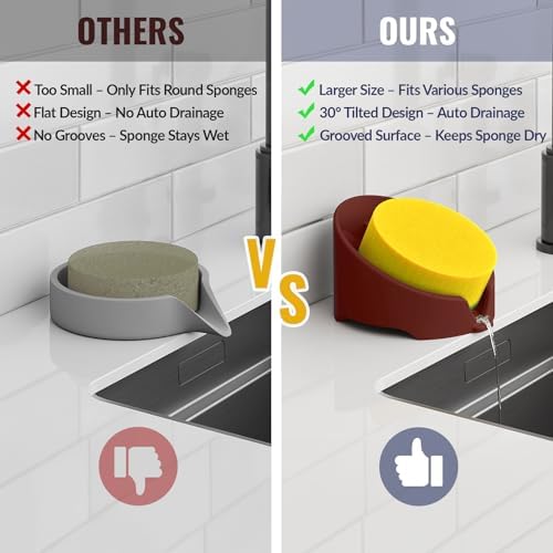 NiHome Silicone Sponge Holder for Kitchen Sink, Fits Scrub Daddy Mommy - Image 3
