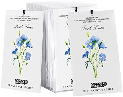 MYARO 12 Pack Fresh Linen Scented Sachets, Closet Deodorizer Car Freshener by MYARO