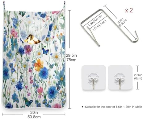 2PCS Hanging Laundry Hamper Bag Over the Door Laundry Hamper Wall Hamper Large - Image 3