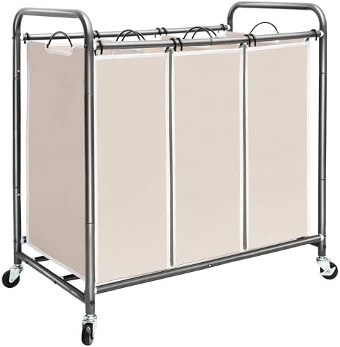 STORAGE MANIAC 3 Section Laundry Sorter, 35.6 Gal Laundry Hamper Cart by STORAGEMANIAC