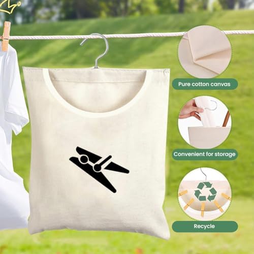 Laundry Clothespin Bag, 12 x 11 in Hang on Line Clothes Pin Hanging Bag Hanging - Image 3