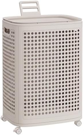 SONGMICS Laundry Hamper with Wheels, 75 L Laundry Basket with Lid by Unknown