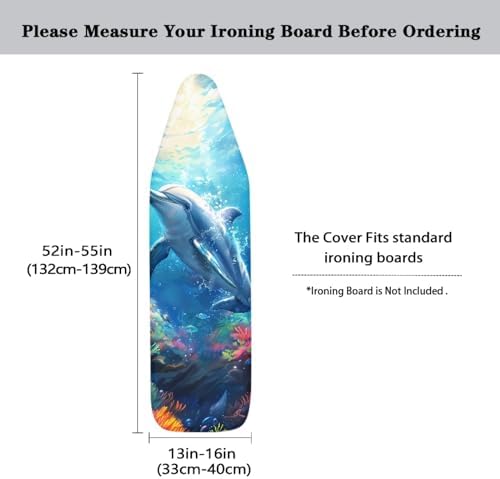 GLENLCWE Underwater Dolphin Print Ironing Board Cover, 54x15 inches - Image 5