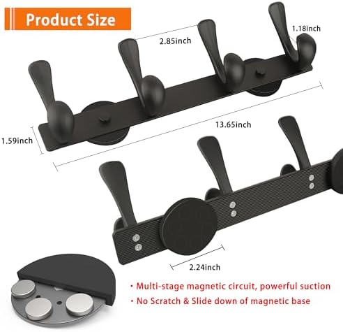 ULIBERMAGNET Strong Magnetic Double Hooks Rack, Heavy Duty Coat Magnetic Rack - Image 2