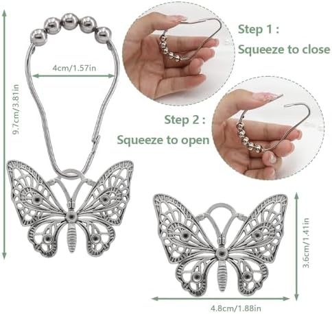 Decorative Shower Curtain Hooks, Rustproof Shower Curtain Hanger Clips - Image 5