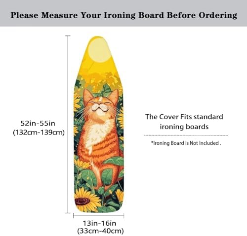 Ironing Board Cover, Cat Sunflower 15x54 Inch Standard Ironing Board Cover - Image 5