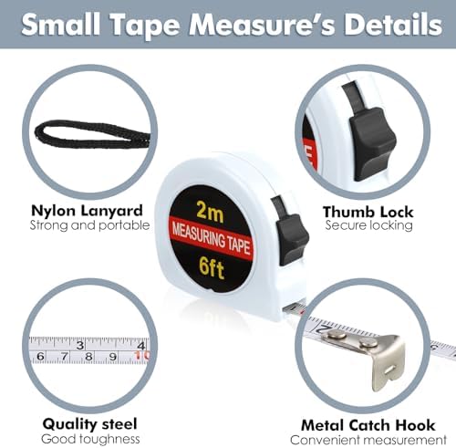 Copkim 50 Pcs Small Tape Measure Bulk 6 Ft 2M Mini Measuring Retractable Metric - Image 3