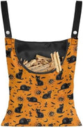 Black Cat Clothespin Bag Orange Clothespin Storage by CREAMIC