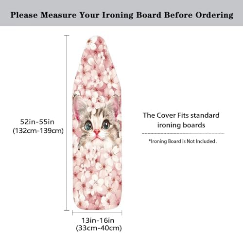 Pink Cherry Blossom Cat Ironing Board Cover and Pad Soft Fabric Cover - Image 5