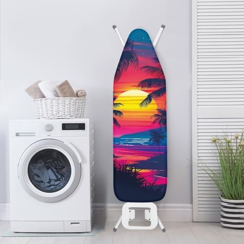GLENLCWE Hawaiian Palm Watercolor Sunset Ironing Board Cover, 54x15 inches - Image 3
