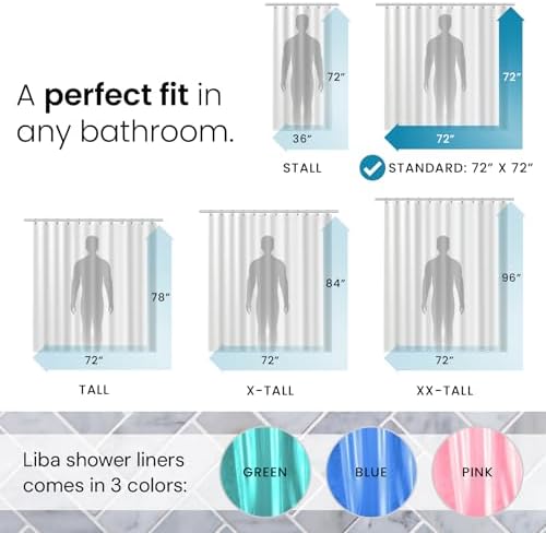 LiBa Bathroom Shower Curtain Premium PEVA Non-Toxic - Image 2