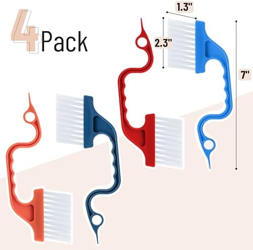Slick- Window Track Cleaning Brush, 4 Pack, Colorful Ergonomic Handle, Built-in - Image 2