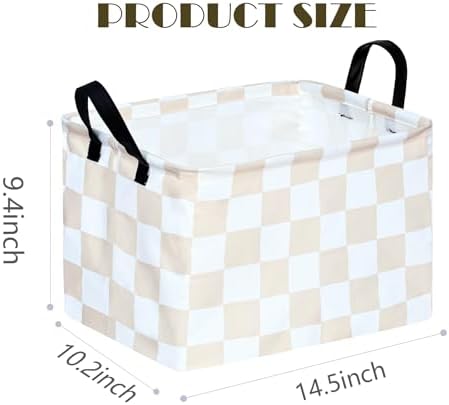 MAIZMZ Beige Check Storage Basket Baby Toys Organizer Bins Decorative Gifts - Image 7