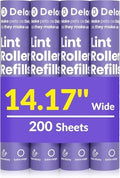 DELOMO 14.17” Large Lint Roller Refills, 4 Packs, 200 Extra Sticky Sheets by DELOMO