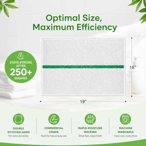 Bar Mop Towels Pack of 60 – Bulk Terry Cleaning Rags 16"x19" – Absorbent - Image 2