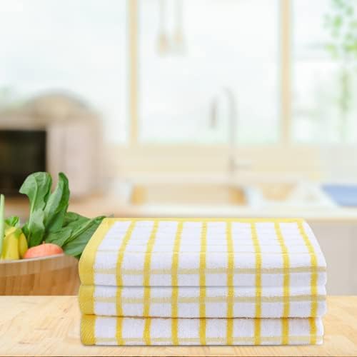 Urban Villa Kitchen Towels Cotton Dish Towels 20”x30” Yellow Wht - Image 6