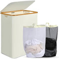 efluky Laundry Hamper with Lid, 160L Tall Laundry Basket with Bamboo Handles by efluky