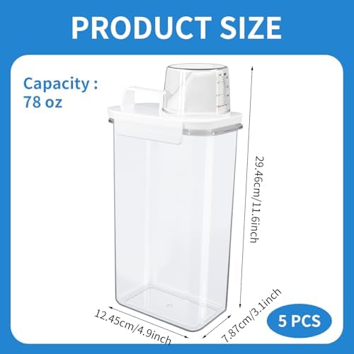 5 Pcs Liquid Laundry Detergent Dispenser 78 oz Clear Soap Powder Container - Image 2