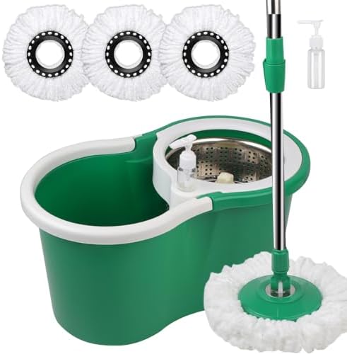 Spin Mop and Bucket with Wringer Set, 360° Rotating Head Mop Bucket System with by Roixeeds