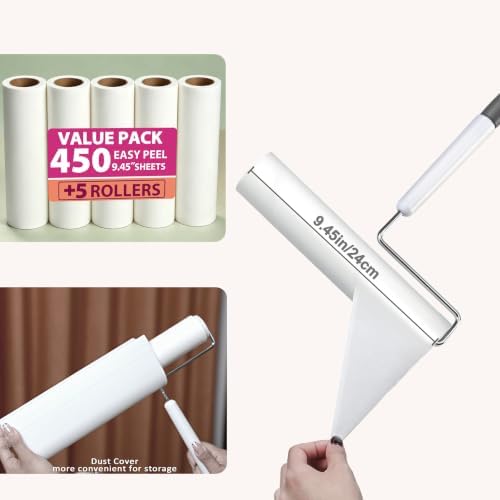 9.45'' Large Lint Rollers for Pet Hair Extra Sticky, Long Handled Lint Roller - Image 2