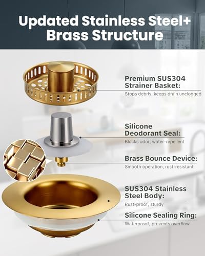ARCORA Kitchen Sink Drain Strainer: Stainless Steel 3 in 1 Sink Stopper - Image 5