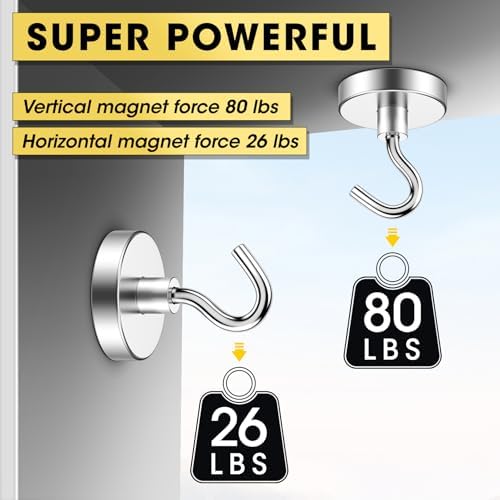 Magnetic Hooks, 80LBS Heavy Duty Magnetic Hooks - Image 4