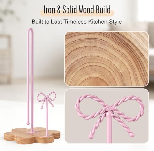 Wood Paper Towel Holder Countertop, Floral Wood Base - Image 7