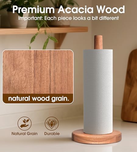Acacia Wood Paper Towel Holder Stand – Wooden Kitchen Paper Towel Holder - Image 3