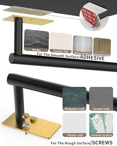 Paper Towel Holder Under Cabinet Self Adhesive Black & Gold - Image 7