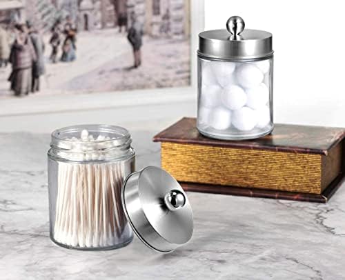 Amolliar Apothecary Jar Qtip Holder w/Metal Lid, Brushed Nickel - Image 6