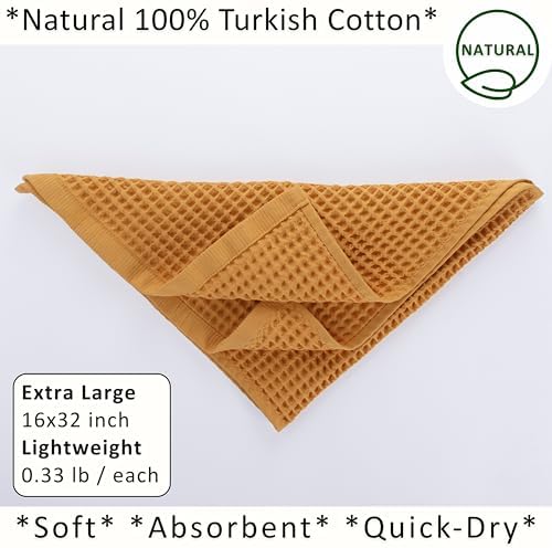 PÜSKÜL Natural 100% Turkish Cotton Waffle Hand and Kitchen Towels Set of 3 - Image 2