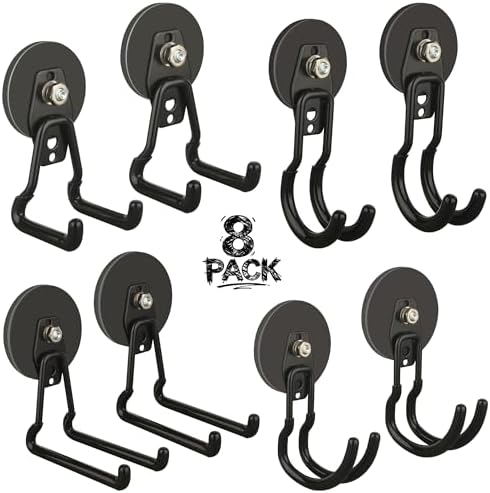 ULIBERMAGNET Heavy Duty Magnetic Garage Hooks, 8 Pack Strong Large Magnet Hooks by ULIBERMAGNET