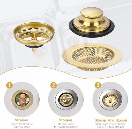 RQYEKDO Kitchen Sink Drain Strainer Stopper Stainless Steel Basket Filter - Image 2