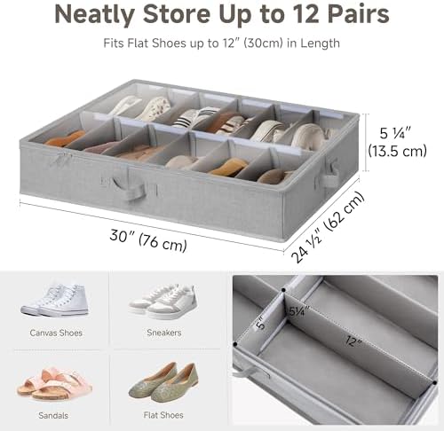 StorageWorks 24-Pair Underbed Storage Shoe Organizer - Image 3