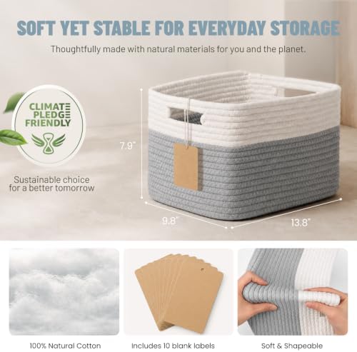 5 Pack Woven Storage Baskets, Decorative Storage Bins - Image 3