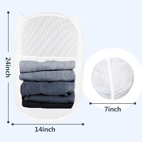 Pop Up Laundry Hamper, Mesh Laundry Basket Collapsible, Foldable Hamper - Image 2