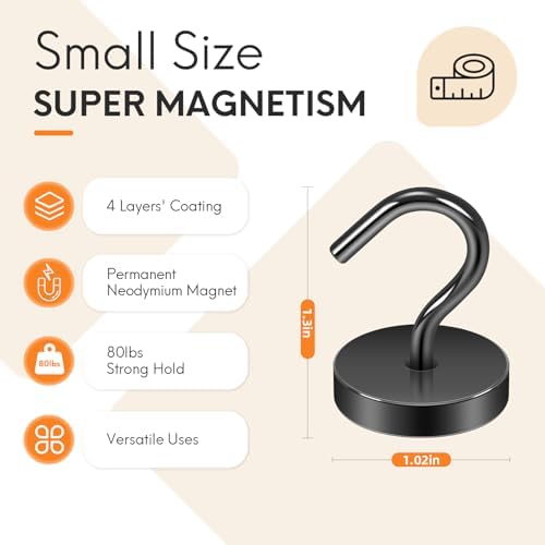 Neosmuk Magnetic Hooks Large Opening, 80lb+ Cruise Hooks, 6 Pack - Image 6