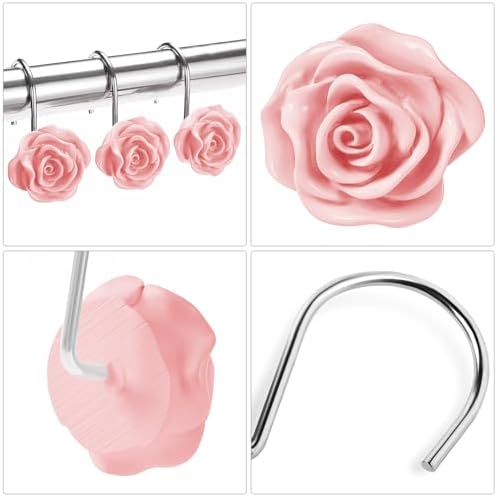 Cute Rose Floral Shower Curtain Hooks Rings - Image 3