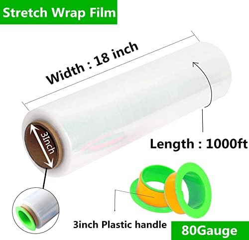 2-Pack Clear Stretch Wrap 18" x 1000 Feet 80 Gauge Industrial Strength - Image 2