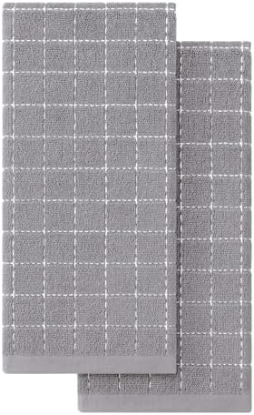 Homaxy 100% Cotton Terry Kitchen Towels, 2 Pack, Light Grey by Homaxy