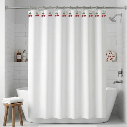 12Pcs Cherry Shower Curtain Hooks Rings, Fruit Themed Bathroom Decor - Image 5