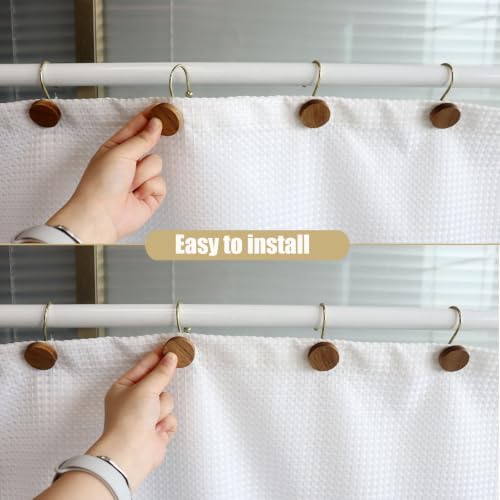 Shower Curtain Hooks, Wood Decorative Shower Curtain Rings, Modern Round Log - Image 6